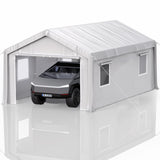 Garvee 12' x 20' x 11' Heavy-Duty Portable Garage with Canopy Roof, Roll-Up Windows, Galvanized Steel Frame, Water-Resistant, Front & Back Doors, White, Outdoor Storage - White