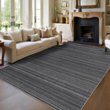 Garvee Modern Striped Rug 9x12 - Soft Low Pile, Non-Slip Backing, Durable Polyester, Easy to Clean, Reinforced Edges - Living Room, Bedroom, Home - Black