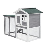 Garvee 63"L Rabbit Hutch Wooden Small Animal Cage with 2 Lockable Doors Weatherproof PVC Roof Removable Tray Green/White Indoor Outdoor