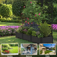 Garvee 3 PCS Raised Garden Bed with Trellis, 48" x 63" Plastic Planter Box for Climbing Plants, Outdoor Vertical Garden with Privacy Screen for Patio, Balcony, Backyard – Sturdy & Lightweight