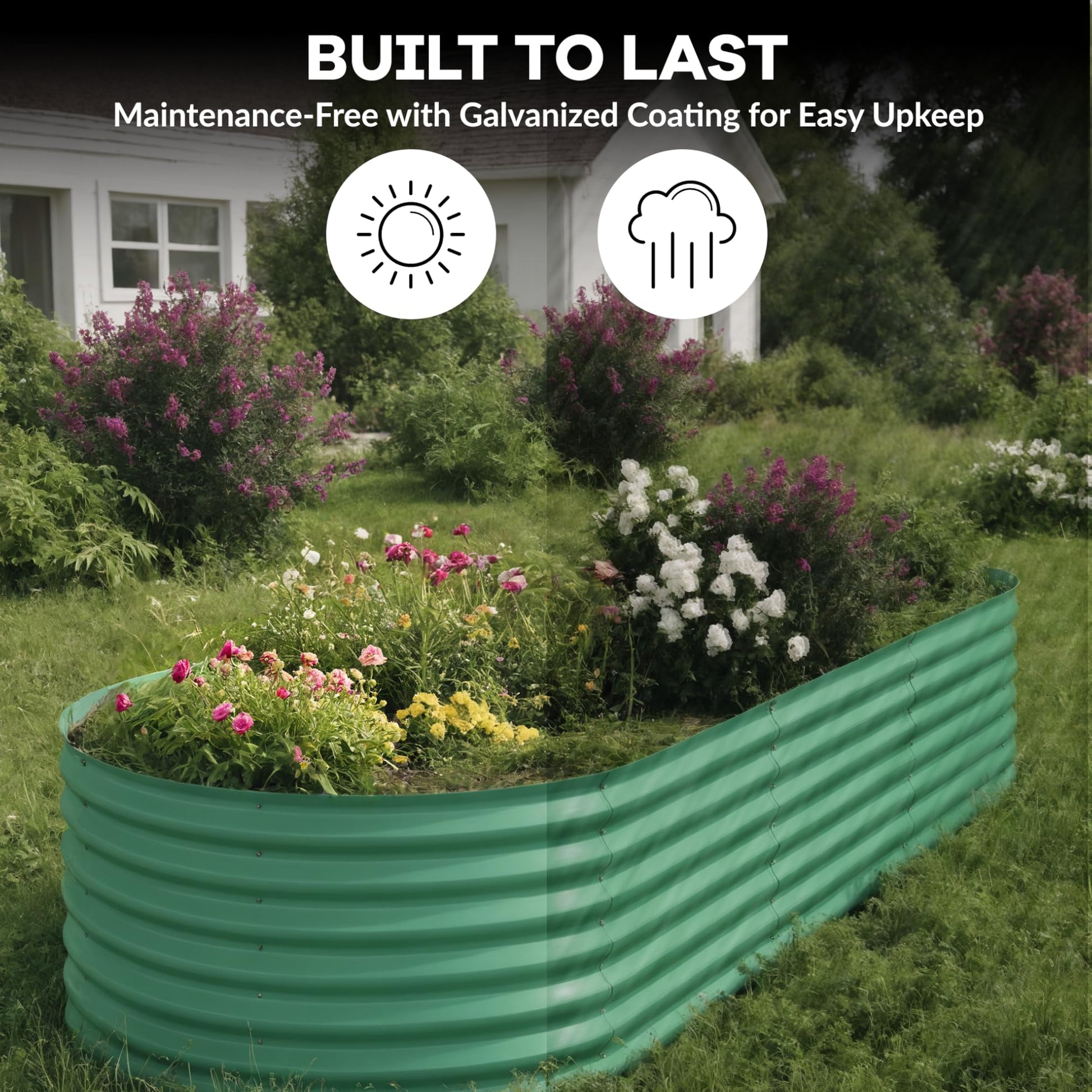 Garvee 10' X 4' X1.5' Beige Oval Galvanized Steel Raised Garden Bed Kit Durable Modular Metal Planter Open Bottom for Vegetables Flowers Herbs