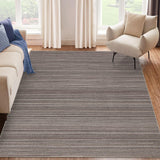 Garvee Modern Striped Rug 5x7 Soft Low-Pile Non-Slip Backing Easy to Clean Brown Neutral Carpet Living Room Bedroom - Brown
