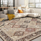 Garvee Vintage Trellis Rug 3x5 Washable Rug for Entryway, Non Slip Rubber Backed Foyer Mats, Soft Non Shedding Indoor Carpets, Low Pile Thin Foldable Floor Covering for Hallway Entrance, Brown - Brown