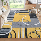 Garvee Modern Yellow 4x6 Area Rugs, Abstract Circle Washable Non-Slip Low Pile Soft Durable Indoor Living Room Bedroom - Yellow