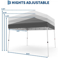 Garvee 10x10 Pop Up Canopy Tent – Instant Shade, Waterproof, UPF 50+ Sun Protection, Adjustable Height, Portable for Patio, Beach & Events, Gray