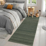 Garvee Bathroom Rug Runner 2x6 Washable Non-Slip Polyester Distressed Stripes Soft Low Pile Green Entryway Mat - Green