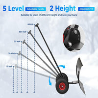 Garvee 29"W X 20"H Snow Shovel with Wheels for Driveway, 20" Wide Adjustable Snow Pusher with 5-Position Angle & Height Handle, Ergonomic Back-Saving Snow Removal Tool for Sidewalks, Yards & Patios - Black