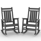 Garvee Outdoor HDPE Rocking Chairs Set of 2, Oversized Patio Rockers, All-Weather Resistant, Heavy Duty Plastic, Wide Seat & High Back, Porch & Garden - Grey