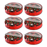 Garvee 6 Pack Christmas Wreath Storage Bags, Holiday Decor Storage Organizer with Sturdy Handles & Zippers, Waterproof Clear PVC/PE Wreath Storage Containers, for Xmas and Seasonal Decorations - Red