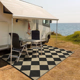 Garvee Outdoor Black & Coffee 10x14 Rug Waterproof Reversible Patio Deck Plastic Straw UV-Resistant Foldable Camping Mat with Stakes for Beach Picnic - Black & Coffee