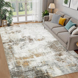 Garvee Modern Abstract Area Rug 10x13 Low Pile Non-Slip Polyester Foldable Machine Washable Living Room Bedroom - Taupe