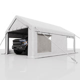 Garvee Heavy-Duty 13x20 FT Portable Carport Canopy with Roll-Up Doors, Reinforced Steel Frame & 200g PE - White