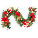 Garvee 6ft Artificial Christmas Wreath with LED Lights, Red Berries, Pine Needles, PVC Frame, Easy Hang for Front Door Home Office