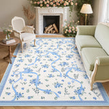 Garvee Modern Bowknot Printed Area Rug Soft Low Pile Polyester Washable Non-Shedding 5x7 ft Indoor Bedroom Living Room Bathroom - Beige|Blue