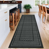 Garvee Washable Rug Runner 2x6 Non Slip Soft Polyester Stain Resistant Low Pile Modern Hallway Kitchen Entryway - Black