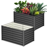 Garvee Raised Garden Bed Set of 2 6x3x2FT Galvanized Metal Durable Stability Open Base Safety Edge Dark Gray for Patios Yards Gardens - Dark Gray