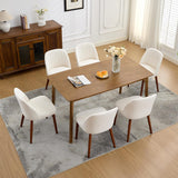 Garvee Set of 6 Mid-Century Modern Fabric Upholstered Dining Chairs with Padded and Solid Wood Legs, Beige - Beige