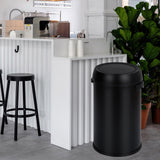 Garvee 17 Gallon Flip Top Trash Can, Stainless Steel Outdoor Garbage Can, Commercial Grade Heavy Duty Cylindrical Rubbish Bin for Home Office Restaurant, Black - Black