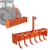 Garvee 55" Box Blade for Tractor, Cat 1 & Cat 0 Compatible, 6 Adjustable Scarifier Shanks, Heavy-Duty Steel, Rust-Resistant, Reinforced Sidewalls, Landscaping & Soil Prep