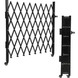 Garvee 85"Hx150"W Aluminum Double Foldable Security Gate with Casters & 360° Rolling Barricade for Driveway Safety Barrier Expandable Portable Black - Black