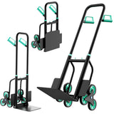 Garvee Heavy Duty Stair Climbing Dolly 440Lbs Capacity 3-Wheel Design Foldable Steel Frame Retractable Handle Non-Slip Grip for Moving Delivery - Green+Black