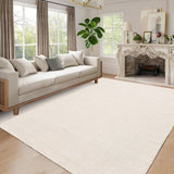 Garvee Washable Area Rugs 5x7 Ultra-Soft Non-Slip Stain-Resistant Polyester Modern Minimalist Indoor Floor Carpet for Living Room Bedroom Kitchen, Cream White - Cream White