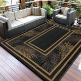 Garvee Outdoor Black & Brown 9x12 Rug Waterproof Patio Mat Reversible Plastic Straw Durable UV Resistant Portable for Camping Picnic Balcony - Black & Brown