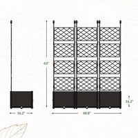 Garvee 3 PCS Raised Garden Bed with Trellis, 48" x 63" Plastic Planter Box for Climbing Plants, Outdoor Vertical Garden with Privacy Screen for Patio, Balcony, Backyard – Sturdy & Lightweight
