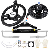 Garvee 150HP Hydraulic Steering Kit for Small-Medium Boats - Precise Control & High Pressure - Corrosion-Resistant Aluminum - Leak-Proof Hoses & Compact Cylinder - Outboard Compatible - Marine Use - Black