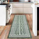 Garvee Hallway Runner Rug 2x6 - Non-Slip, Waterproof - Faux Wool, Low Pile, Stain Resistant - Green - Indoor Entryway, Kitchen, Bedroom - Green