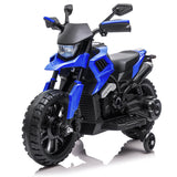Garvee 6V Kids Electric Motorcycle with Training Wheels, Adjustable Speed 2-5 MPH, Durable Battery-Powered Ride-On Bike, Headlight & Music, Safe for Toddlers Outdoor Play - Blue