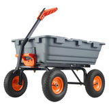 Garvee Garden Dump Cart Heavy Duty 800lbs Capacity Quick Release Steel Frame Poly Bucket 10-Inch Tires All-Terrain for Garden Lawn Farm - Gray & Orange