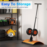 Garvee 29"W X 20"H Snow Shovel with Wheels for Driveway, 20" Wide Adjustable Snow Pusher with 5-Position Angle & Height Handle, Ergonomic Back-Saving Snow Removal Tool for Sidewalks, Yards & Patios - Orange