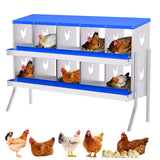 Garvee 10-Hole Bracket Legs Chicken Nesting Box Galvanized Steel Rustproof Automatic Egg Collection Ventilated Easy Install Wall or Freestanding for Chicken Coop Blue - Blue