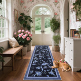 Garvee Modern Bowknot Printed Runner Rug - Soft Low Pile, Washable Polyester - Non-Shedding, Foldable, TPR Backing - 2x6 ft Indoor Bedroom Living Room Bathroom - Dark Blue