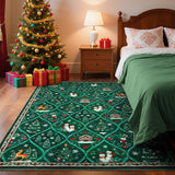 Garvee Christmas Area Rug 4x6 - Non Slip, Washable - Soft Faux Wool - Low Pile, Stain Resistant - Red/Green - Bedroom, Office, Kitchen - Green