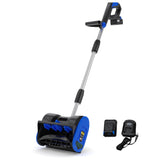 Garvee 12" Cordless Battery Powered Snow Blower - 20V Lightweight with Ergonomic Handle, Detachable Design for Steps and Decks, Blue - Black & Blue
