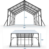 Garvee Heavy-Duty 20x20 ft Metal Carport Garage – 2-Car Shelter – 120° Steep Tone Vertical Roof for Best Snow Shedding – 173" High for RVs & Tractors