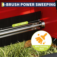 Garvee 21" Push Lawn Sweeper with 4-Brush System, Heavy Duty Steel Yard Leaf Collector, Adjustable Height, 3.5 Cu Ft Bag, Manual Grass & Lawn Cleaner Red