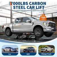 Garvee Portable Car Lift 7000 LBS Capacity, Heavy Duty Portable Scissor Lift for Cars & Trucks, 26.8" Max Lifting Height, 120V Power Unit, Foldable Auto Lift with Safety Lock for Garage Repair
