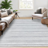 Garvee Washable Modern Striped Rugs 8x10 - Non-Slip, Stain Resistant - Soft Low Pile - Durable, Machine Woven - Grey - Living Room, Bedroom, Office - Gray