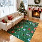 Garvee Christmas Area Rug 4x6 Non-Slip Soft Low Pile Washable Carpet with Xmas Tree Motif for Living Room Entryway Bedroom - Christmas Trees|Green