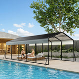 Garvee 12x25 FT Heavy Duty Metal Carport Galvanized Steel Frame & Roof High-Peak Roof Reinforced Base Rustproof Waterproof Portable Outdoor Shelter