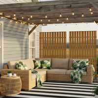 Garvee 70"x47" 3-Panel Metal Outdoor Privacy Screen in Louver Design for Patio, Deck, Balcony, Yard and Garden, Brown
