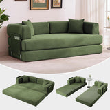 Garvee Convertible Sleeper Sofa Bed, 78.8" Floor Sofa Bed, 5-in-1 Folding Mattress Couch Loveseat with Fixed-Shape Frame, Pillow, Corduroy Fabric for Living Room Bedroom Lounge, Green - Corduroy | Green
