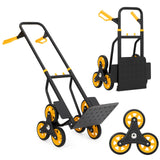 Garvee Stair Climbing Cart 330lb Capacity Heavy Duty Steel Frame 6 Wheels Telescoping Handle Elastic Ropes Foldable for Home Office Warehouse - Yellow