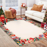 Garvee Christmas Area Rug 6x9 - Non-Slip, Machine Washable - Soft Low Pile, Kid & Pet Friendly - Living Room, Bedroom, Kitchen Decor - Gifts Red