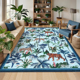 Garvee Blue Tiger 8x10 Area Rug Washable Non-Slip Low Pile Polyester Stain-Resistant Foldable for Living Room Bedroom Office Nursery - Blue