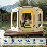 Garvee 12x12 FT All-Weather Clear Bubble Tent – Pop Up Transparent Outdoor Camping Shelter, Waterproof, Windproof & UV Protected Screen House for 8-10 People, Patio, Backyard & Events (Beige)