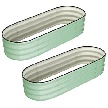 Garvee Oval Raised Garden Bed 4.5x2x1.5ft Galvanized Steel Double-Layer Corrosion Resistant Tool-Free Assembly with Rubber Edge for Outdoor Garden